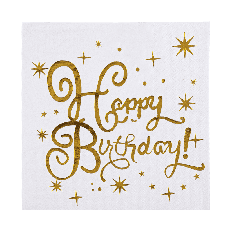 33x33 Maligayang Kaarawan Cocktail Napkins 3ply Paper Napkins na may Mainit na Stamping SJ3301