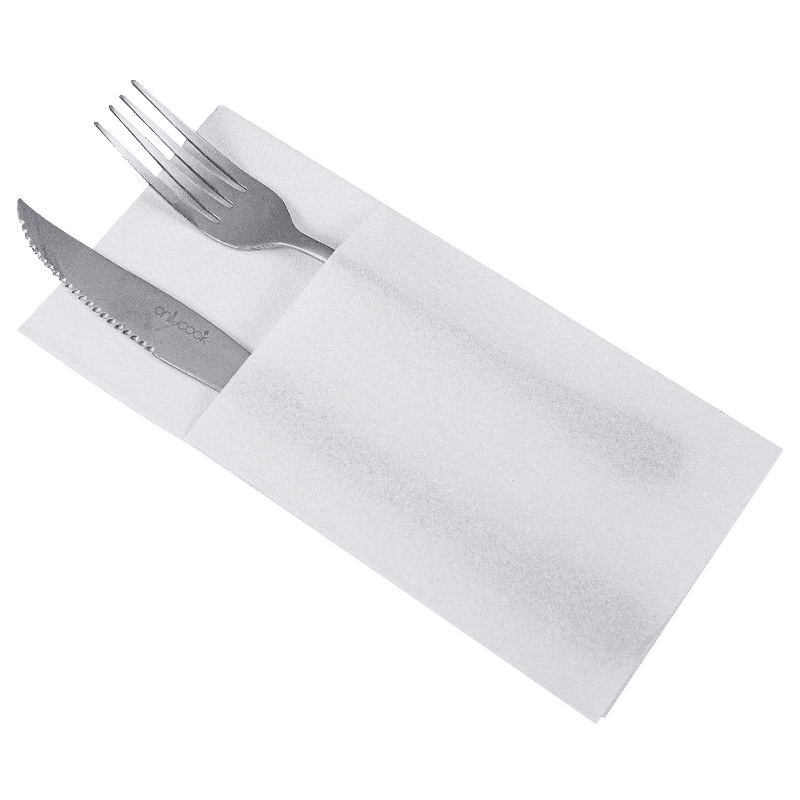 40x40 puting airlaid napkin na maaaring magamit na may bulsa para sa cutlery SJ1103