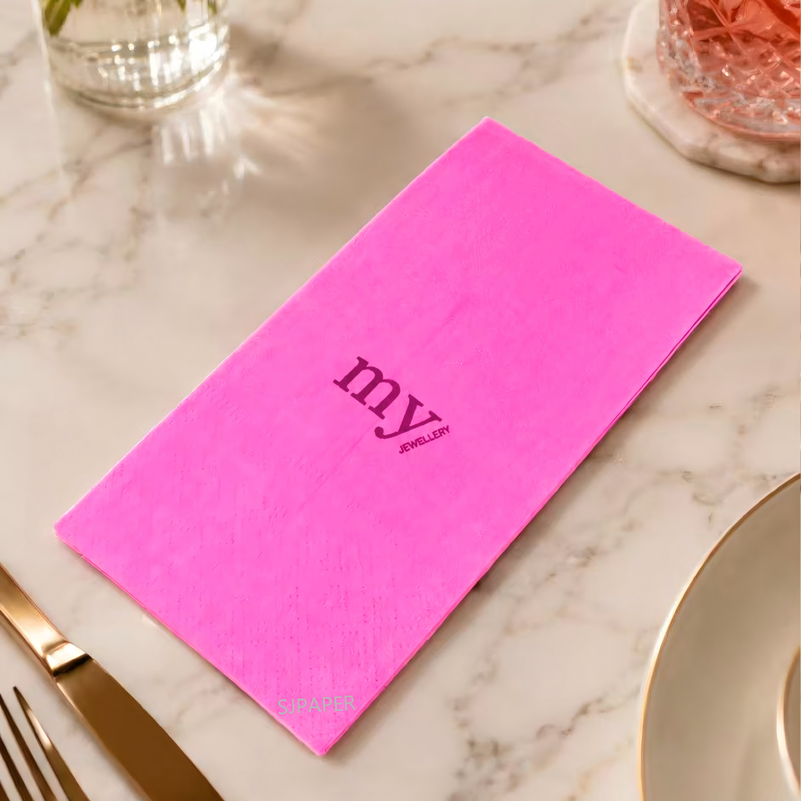 Naka-personalize na 33 cm Square Napkin, 1/8 Fold, Custom na 